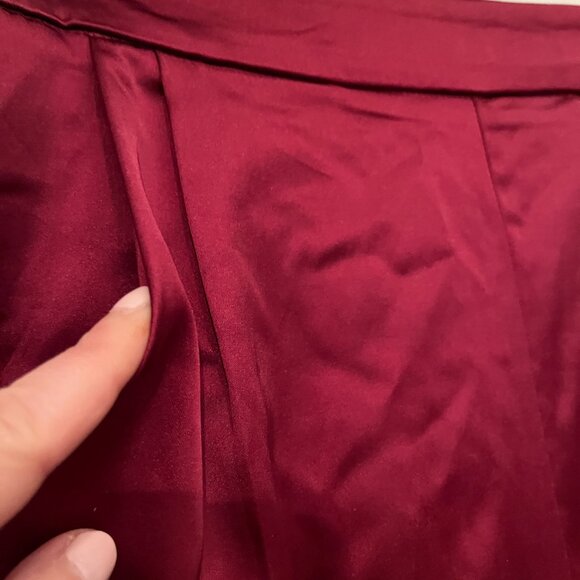 Red Satin Pants with Elastic Waist & Front Pockets – Size Medium - Picture 8 of 16